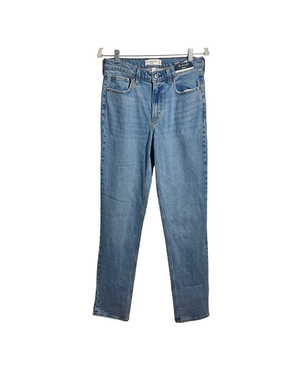 Abercrombie Curve Love The Straight Mid Rise 90s Jeans Women 28 Long NWT Blue